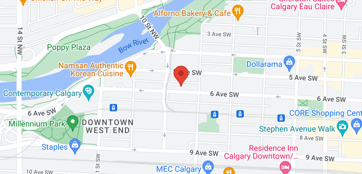 map of 1108 930 6 Avenue SW